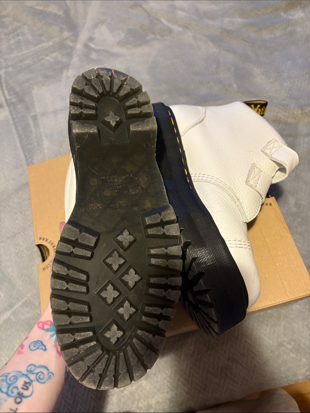 Dr. Martens White Leather - Devon Flower Platform Boot - Picture 7 of 8